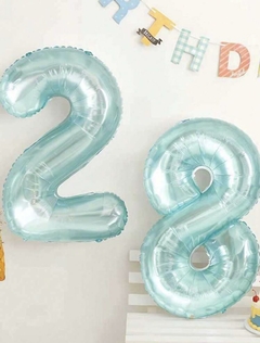 GLOBOS NUMERO EFECTO GEL CELESTE - Papelera avellaneda