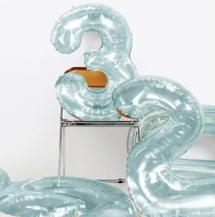 GLOBOS NUMERO EFECTO GEL CELESTE