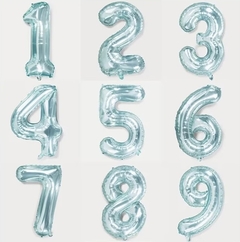 GLOBOS NUMERO EFECTO GEL CELESTE - tienda online