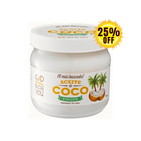 Aceite De Coco Virgen God Bless You 1 Litro - Prensada En Frío