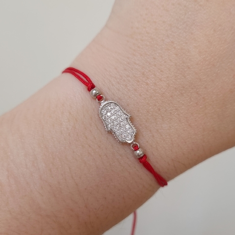 Pulsera hilo rojo hamsa cz