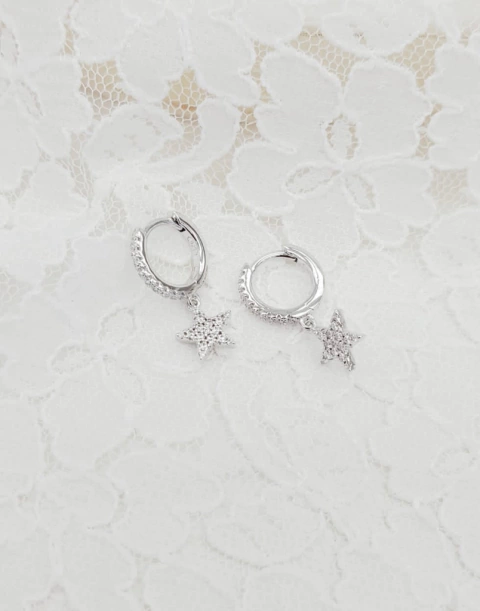 argollitas star cz (plateado)