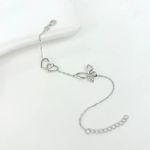 Pulsera mariposa y corazones plain