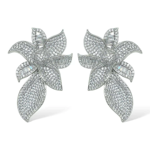 Aros Margarita baguette cz (Plateado) - comprar online