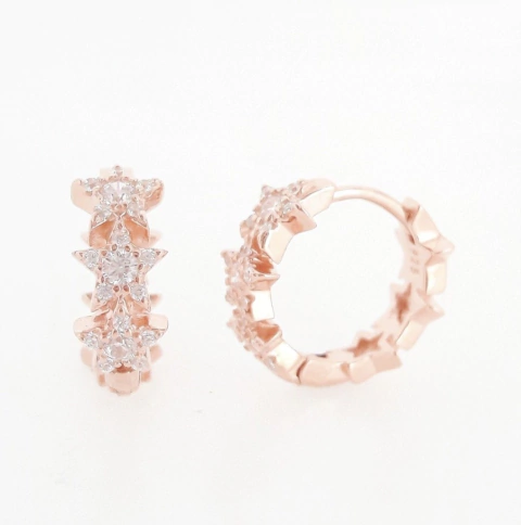 Argollitas stars cz rosada