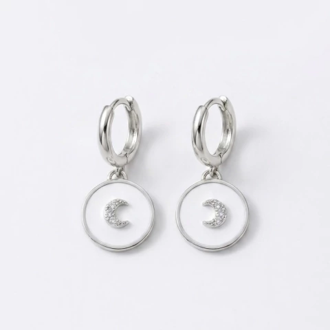 Argollitas white moon - (plateado)