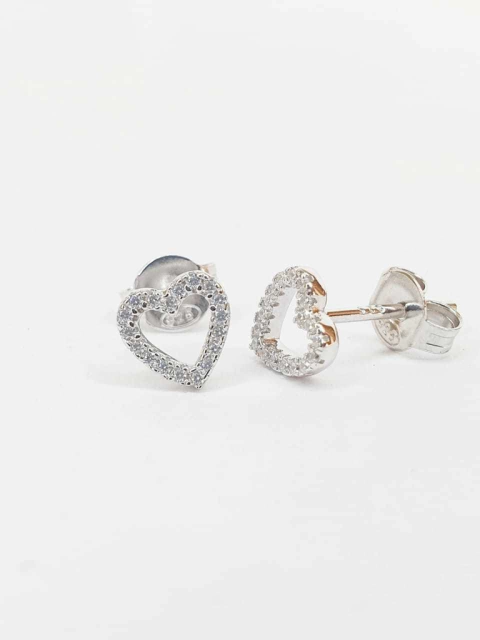 Aros Corazon Shine abierto plateado