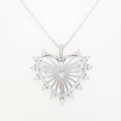 Collar Corazon Mexico plateado