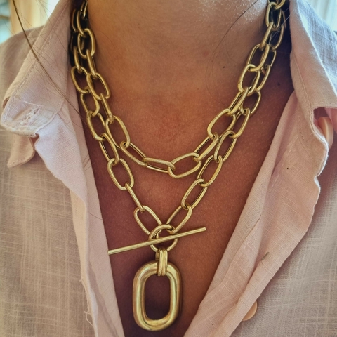 Collar Oval zip Dorado ( A PEDIDO)