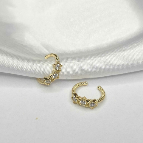 Arito a presión tres estrellitas dorado (1/2 par)