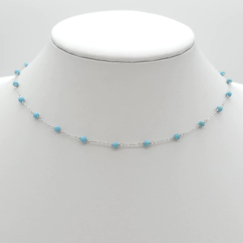 Choker cadena turquesitas (plateado)