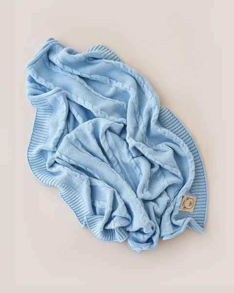 manta tejida trenzada celeste - comprar online