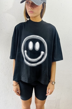 REMERA BOXY SMILE BLK