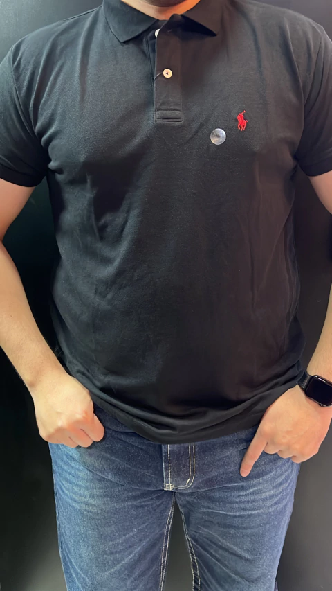 POLO RALPH LAUREN PRETA LOGO VERMELHO PL05 - comprar online