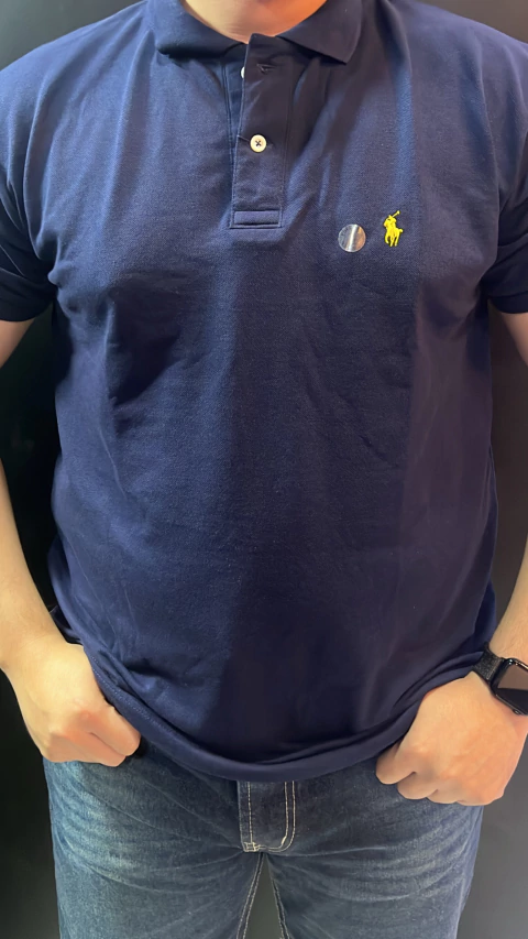 POLO RALPH LAUREN MARINHO LOGO AMARELO PL02 - comprar online