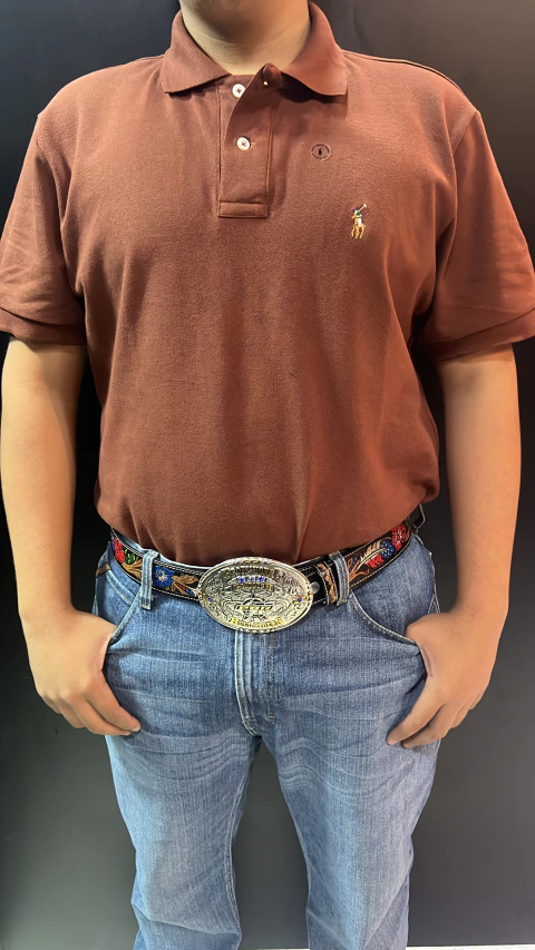 POLO RALPH LAUREN MARROM LOGO COLORIDO PL13