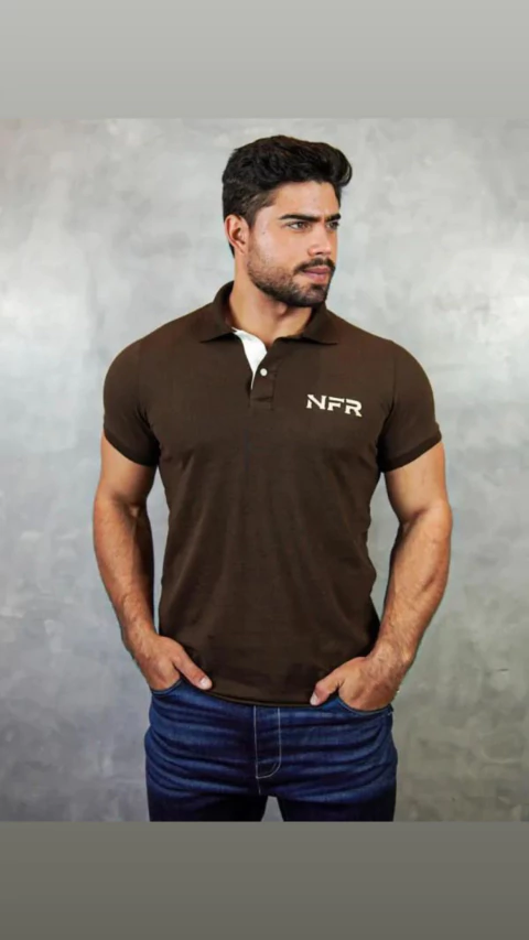 GOLA POLO MASCULINA NFR MARROM CMP756