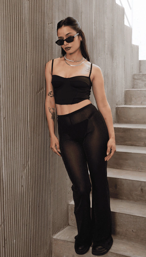 Pantalón Azar Tul Negro - comprar online