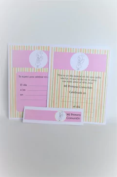 INVITACIÓN CON SOUVENIR X 10 COMUNION ANGEL RAYAS - tienda online