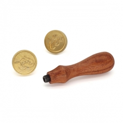 KIT DE SELLO PARA LACRE (MANGO MADERA Y 2 BRONCES)