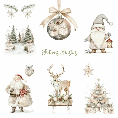 Blister x 30 tarjetitas navidad (6 diseños) Felices fiestas