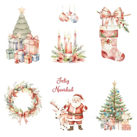 Blister x 30 tarjetitas navidad (6 diseños) Feliz Navidad