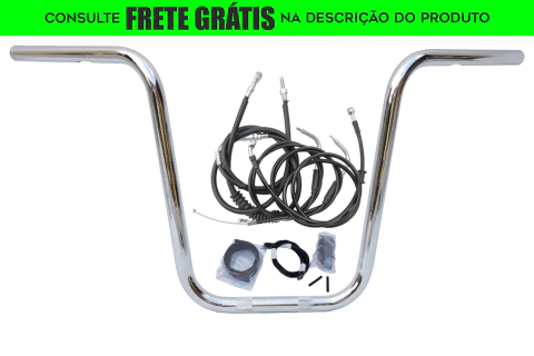 Kit Guidão Seca Sovaco - 18" Pol. Altura - Tubo 1" Pol. - CROMADO - Harley Davidson - Softail FX