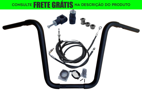 Kit Guidão Seca Sovaco - 14" Pol. Altura - Tubo 1.1/4" Pol. - PRETO - Harley Davidson - Deluxe 2018+ (com Riser)