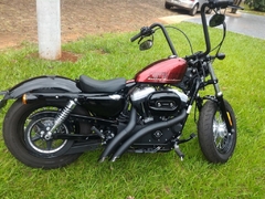 Kit Guidão Seca Sovaco - 12" Pol. Altura - Tubo 1.1/4" Pol. - PRETO - Harley Davidson - Sportster 883/1200/48/Roadster (com ABS)