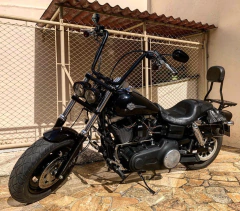 Kit Guidão Seca Sovaco - 12" Pol. Altura - Tubo 1" Pol. - PRETO - Harley Davidson - Dyna Fat Bob - Ronco V2