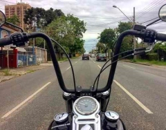 Kit Guidão Seca Sovaco - 15" Pol. Altura - Tubo 1.1/4" Pol. - PRETO - Harley Davidson - Dyna - Ronco V2