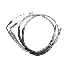 Cabos Acelerador (A) e (B) em Aeroquip CROMADO - Guidão 12" Pol. - Seca Sovaco - Harley Davidson - Road King (Até 2007) - Sem ABS - comprar online