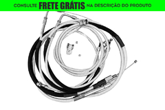 Kit Completo Cabos Comando - Aeroquip Cromado - 14" Pol. Guidão - Seca Sovaco - Harley Davidson - Breakout
