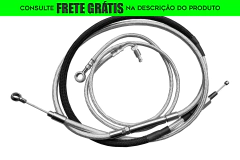 Kit Cabos Comando - 14" Pol. - Aeroquip Cromado - Guidão Seca Sovaco - Harley Davidson - Heritage (2018+)
