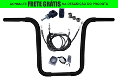 Kit Guidão Seca Sovaco - 16" Pol. Altura - Tubo 1.1/4" Pol. CURVE - PRETO - Harley Davidson - Deluxe (com Riser e Acelerador Eletrônico)