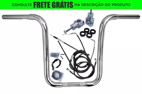 Kit Guidão Seca Sovaco - 15" Pol. Altura - Tubo 1.1/4" Pol. CURVE - CROMADO - Kawasaki - Vulcan 900 Custom (com riser)