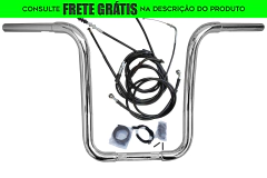 Kit Guidão Seca Sovaco - 14" Pol. Altura - Tubo 1.1/4" Pol. CURVE - CROMADO - Kawasaki - Vulcan 900 Classic (sem riser) - comprar online
