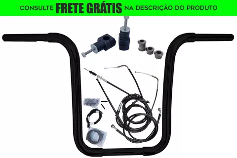 Kit Guidão Seca Sovaco - 14" Pol. Altura - Tubo 1.1/4" Pol. CURVE - PRETO - Kawasaki - Vulcan 900 Custom (com riser)