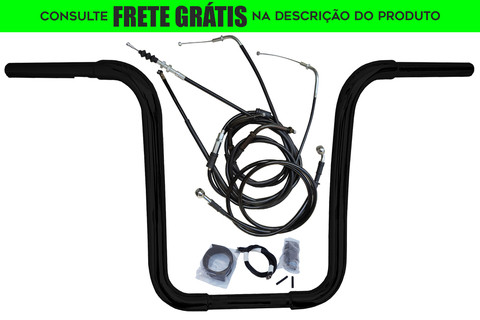 Kit Guidão Seca Sovaco - 16" Pol. Altura - Tubo 1.1/4" Pol. CURVE - PRETO - Kawasaki - Vulcan 900 Classic (sem riser)