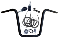Kit Guidão Seca Sovaco - 15" Pol. Altura - Tubo 1.1/4" Pol. - PRETO - Harley Davidson - Deluxe (com riser) - comprar online