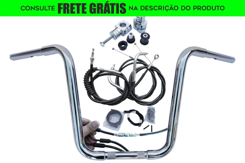 Kit Guidão Seca Sovaco - 16" Pol. Altura - Tubo 1.1/4" Pol. - CROMADO - Harley Davidson - Dyna Fat Bob (com riser)