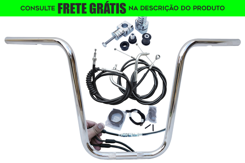 Kit Guidão Seca Sovaco - 12" Pol. Altura - Tubo 1" Pol. - CROMADO - Harley Davidson - Dyna Fat Bob (com riser)