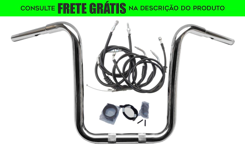Kit Guidão Seca Sovaco - 15" Pol. Altura - Tubo 1.1/4" Pol. CURVE - CROMADO - Harley Davidson - Fat Boy (com ABS)