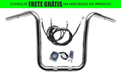 Kit Guidão Seca Sovaco - 15" Pol. Altura - Tubo 1.1/4" Pol. CURVE - CROMADO - Harley Davidson - Fat Boy (com Acelerador Eletrônico)