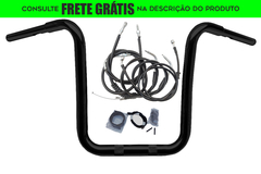 Kit Guidão Seca Sovaco - 16" Pol. Altura - Tubo 1.1/4" Pol. CURVE - PRETO - Harley Davidson - Fat Boy (com ABS)
