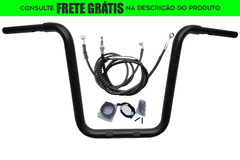Kit Guidão Seca Sovaco - 14" Pol. Altura - Tubo 1.1/4" Pol. - PRETO - Harley Davidson - Breakout (com Acelerador Eletrônico)