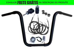 Kit Guidão Seca Sovaco - 16" Pol. Altura - Tubo 1.1/4" Pol. - PRETO - Harley Davidson - Softail FX (com riser)