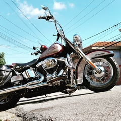 Imagem do Kit Guidão Seca Sovaco - 15" Pol. Altura - Tubo 1.1/4" Pol. CURVE - CROMADO - Harley Davidson - Heritage