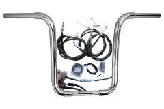 Kit Guidão Seca Sovaco - 16" Pol. Altura - Tubo 1.1/4" Pol. CURVE - CROMADO - Harley Davidson - Dyna, Dyna Fat Bob, Dyna Street Bob (com ABS) - comprar online