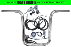 Kit Guidão Seca Sovaco - 15" Pol. Altura - Tubo 1.1/4" Pol. CURVE - CROMADO - Harley Davidson - Dyna Fat Bob (com riser)